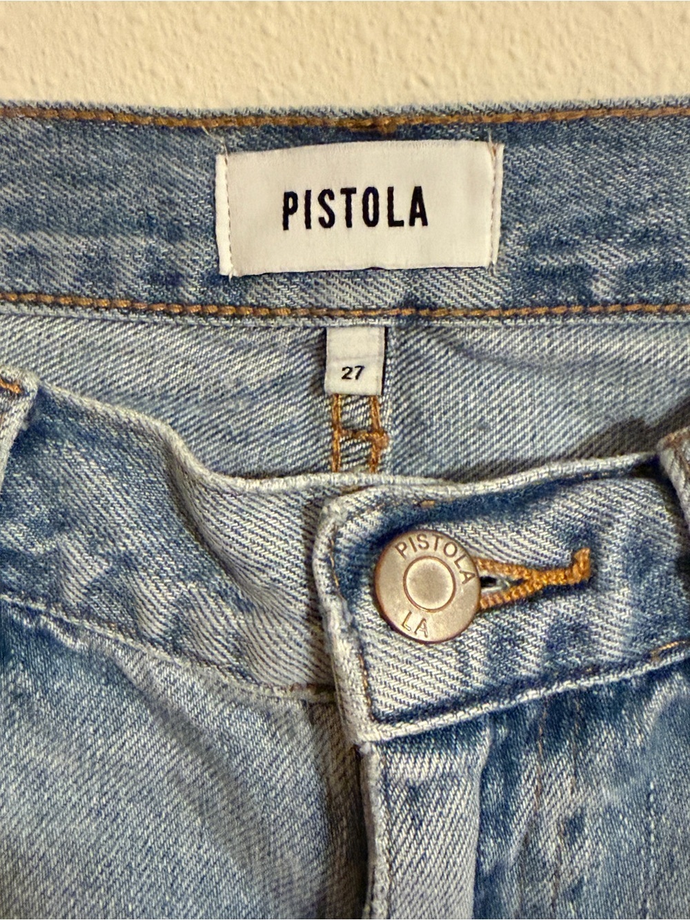pistola faded light blue distressed denim high-rise mom shorts - Picture 3 of 4